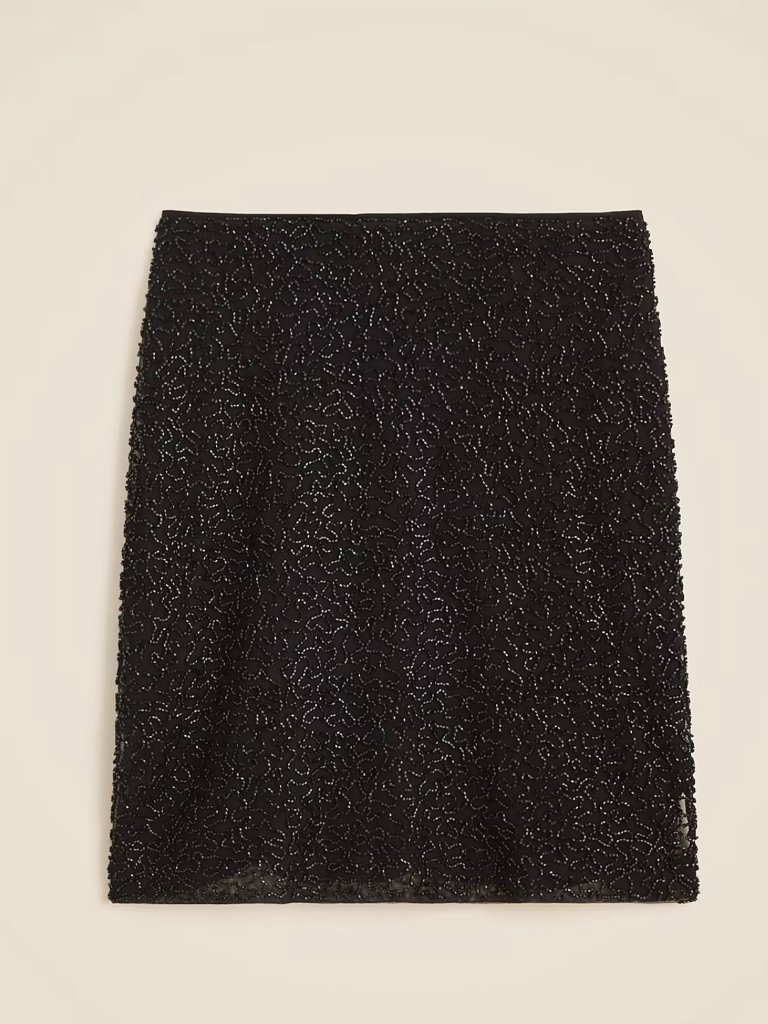 J.Crew Collection Sequin Layred Slip Skirt. Size: 12. Black. Item #Cm740.